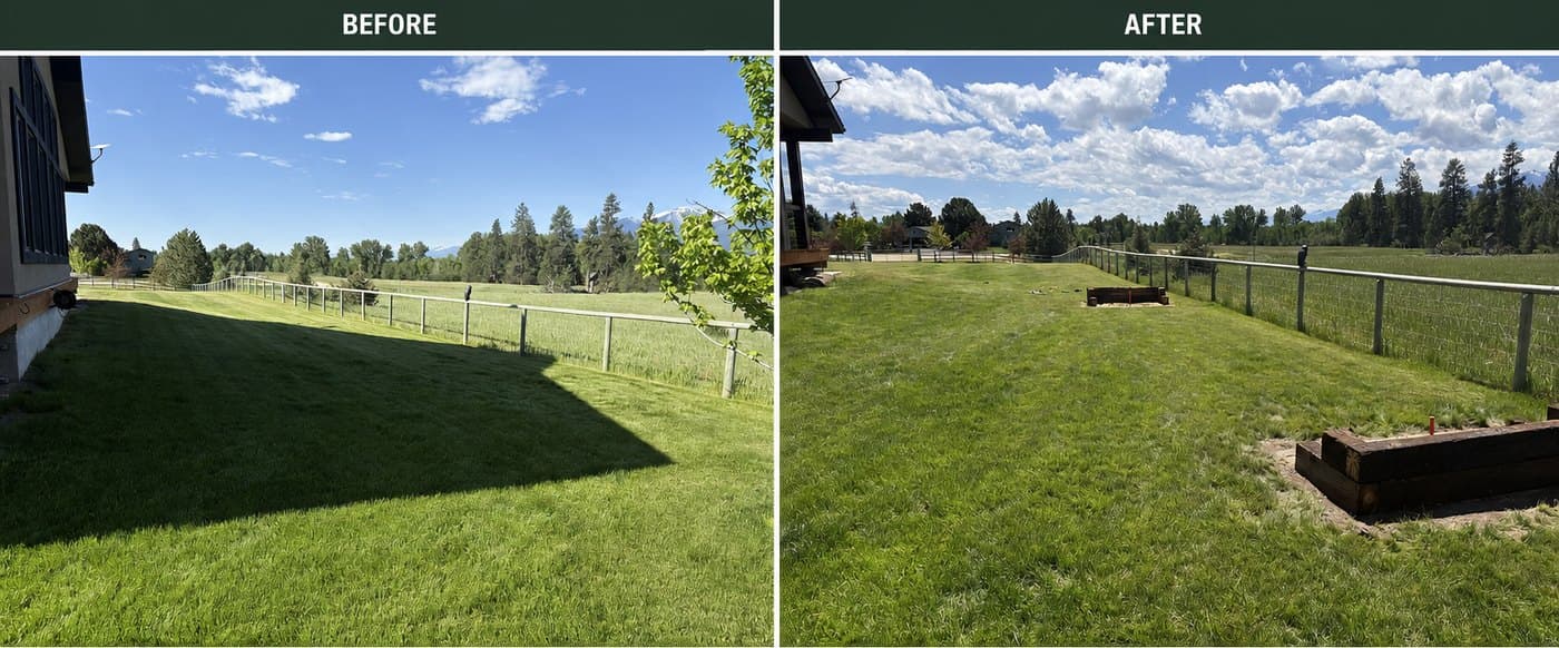 Before and after: Horseshoe Pit Installation in Florence, MT